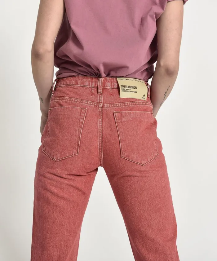 One Teaspoon Organic Tees ORGANIC RED AWESOME BAGGIES HIGH WAIST STRAIGHT LEG JEANS 8211 Women One Teaspoon Organic Tees ORGANIC RED AWESOME BAGGIES HIGH WAIST STRAIGHT LEG JEANS 8211 Women