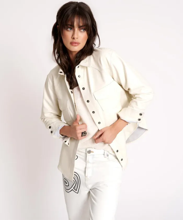 One Teaspoon Shirts ARIA LEATHER OVERSIZED SHACKET WHITE 8211 Women One Teaspoon Shirts ARIA LEATHER OVERSIZED SHACKET WHITE 8211 Women