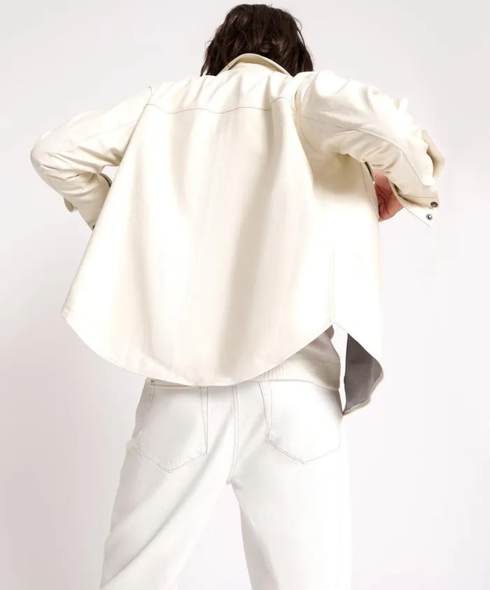 One Teaspoon Shirts ARIA LEATHER OVERSIZED SHACKET WHITE 8211 Women One Teaspoon Shirts ARIA LEATHER OVERSIZED SHACKET WHITE 8211 Women
