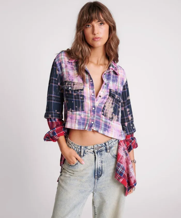 One Teaspoon Shirts BUTTON OFF DISTRESSED FLANNEL SHIRT 8211 Women One Teaspoon Shirts BUTTON OFF DISTRESSED FLANNEL SHIRT 8211 Women