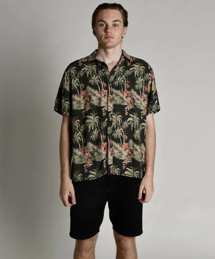 One Teaspoon Shirts KHAKI PALM HAWAIIAN SHIRT 8211 Women One Teaspoon Shirts KHAKI PALM HAWAIIAN SHIRT 8211 Women