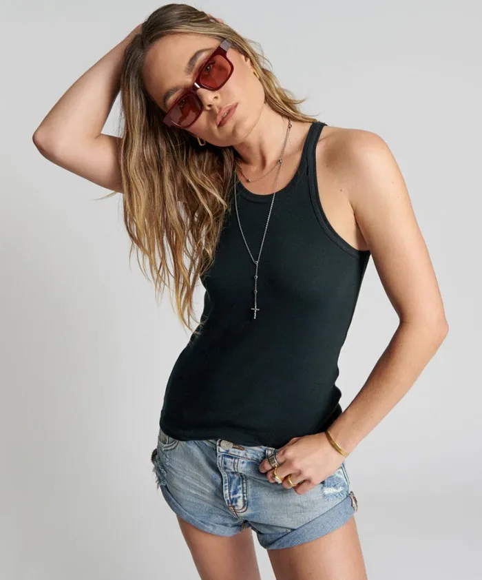 One Teaspoon Tees and Tanks BLACK ONE TEASPOON BASIC SINGLET 8211 Women