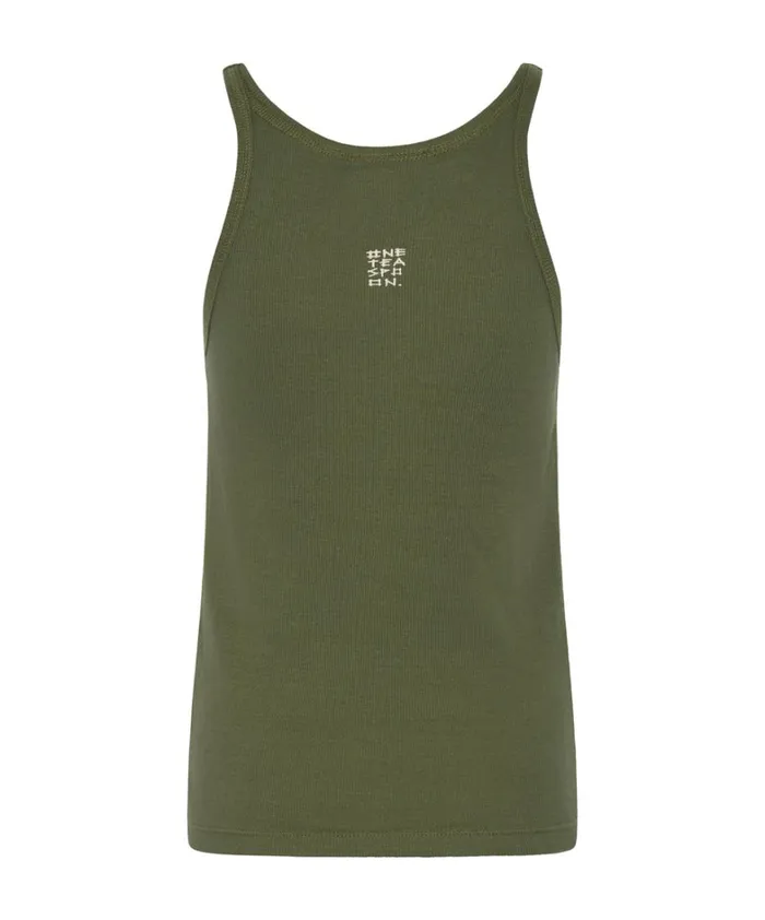 One Teaspoon Tees and Tanks BURNT OLIVE ONE TEASPOON LOGO SINGLET 8211 Women