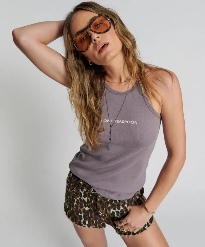 One Teaspoon Tees and Tanks DUSKY ONE TEASPOON LOGO SINGLET 8211 Women