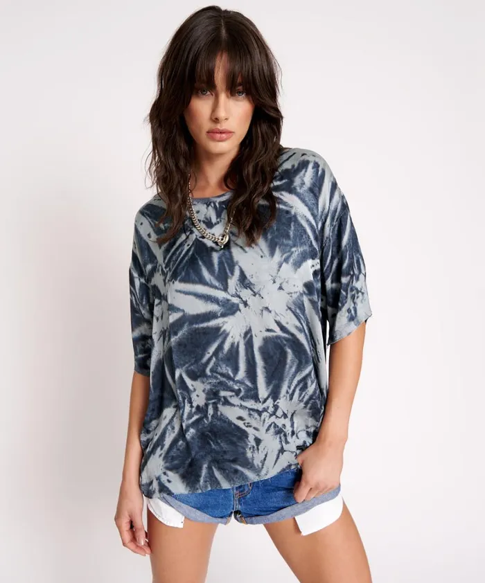 One Teaspoon Tees and Tanks FIRE FLIES OVERSIZED SATIN TEE 8211 Women