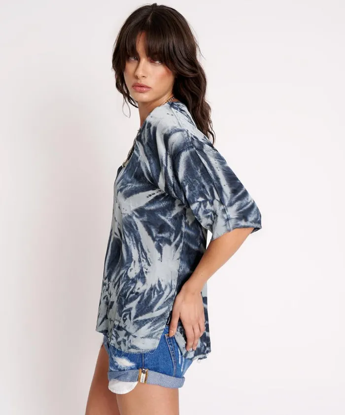 One Teaspoon Tees and Tanks FIRE FLIES OVERSIZED SATIN TEE 8211 Women