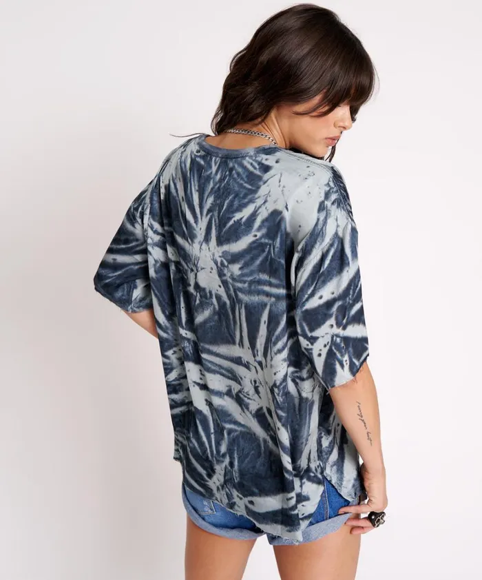 One Teaspoon Tees and Tanks FIRE FLIES OVERSIZED SATIN TEE 8211 Women