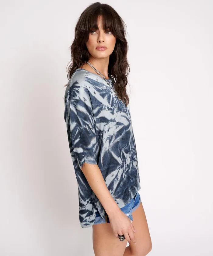 One Teaspoon Tees and Tanks FIRE FLIES OVERSIZED SATIN TEE 8211 Women