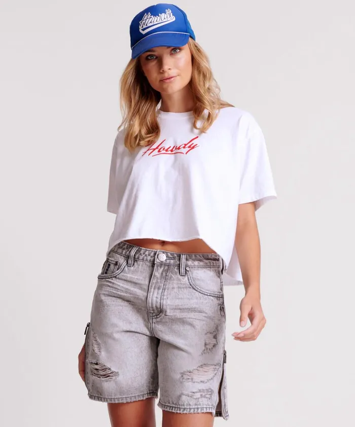 One Teaspoon Tees and Tanks HOWDY BOXY CROP TEE 8211 Women