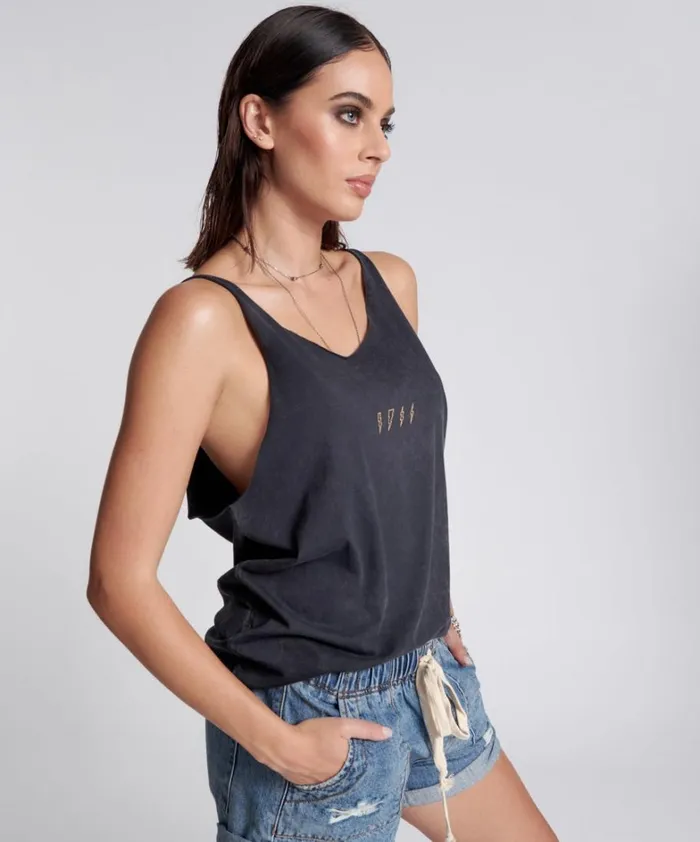 One Teaspoon Tees and Tanks LIGHTNING BOLT ORGANIC BARELY THERE TANK 8211 Women