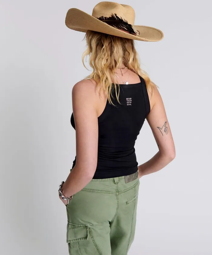 One Teaspoon Tees and Tanks MIAMI BAMBOO LOGO TANK BLACK 8211 Women