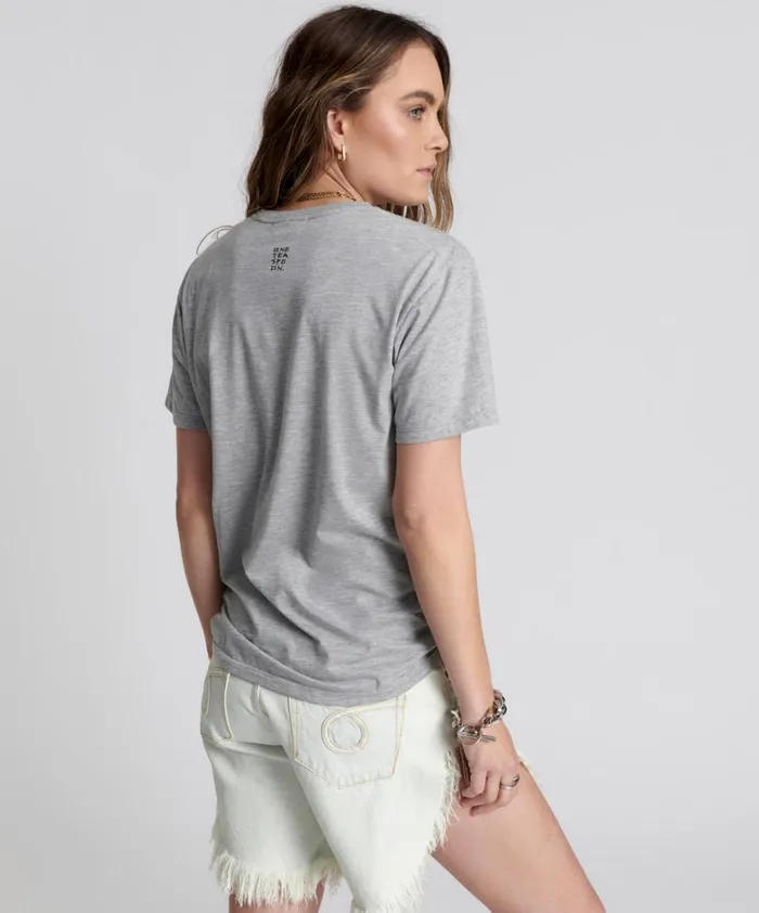 One Teaspoon Tees and Tanks ONE TEASPOON LOGO CREW NECK TEE GREY 8211 Women