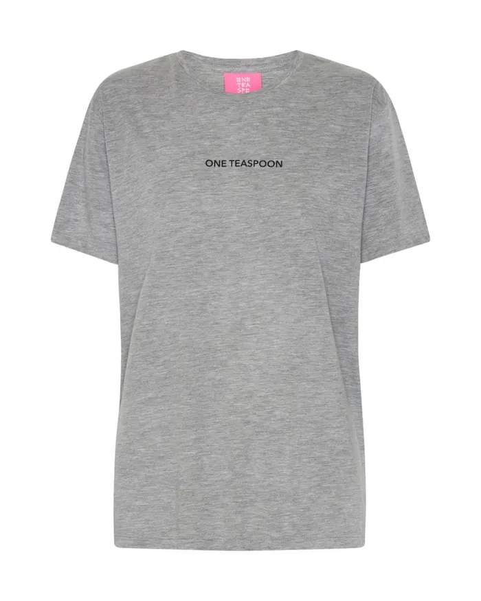 One Teaspoon Tees and Tanks ONE TEASPOON LOGO CREW NECK TEE GREY 8211 Women
