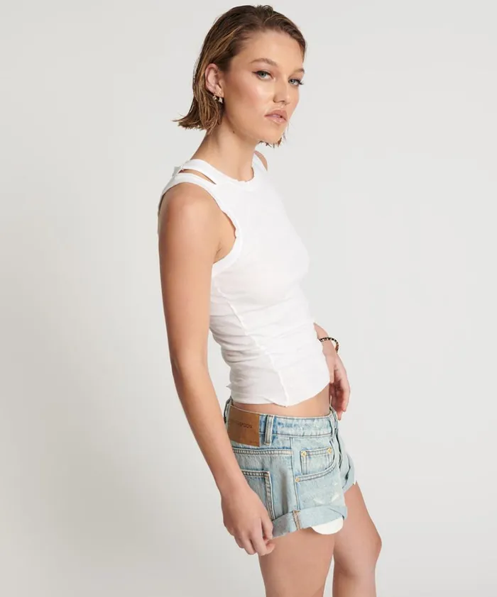 One Teaspoon Tees and Tanks OTS CUT THROUGH FINE RIBBED TANK TOP 8211 Women