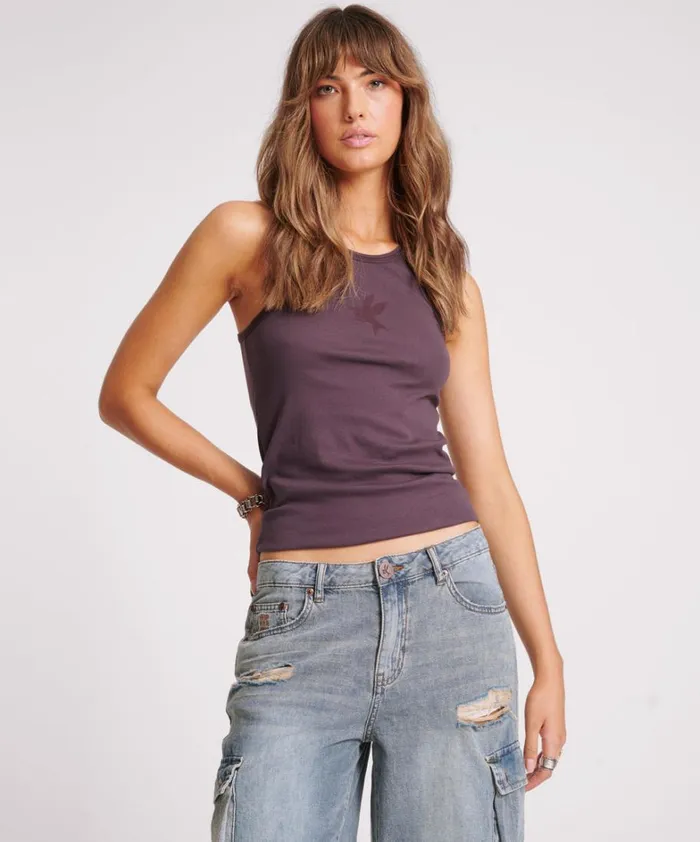 One Teaspoon Tees and Tanks PLUM ONE TEASPOON FINE RIB SINGLET 8211 Women