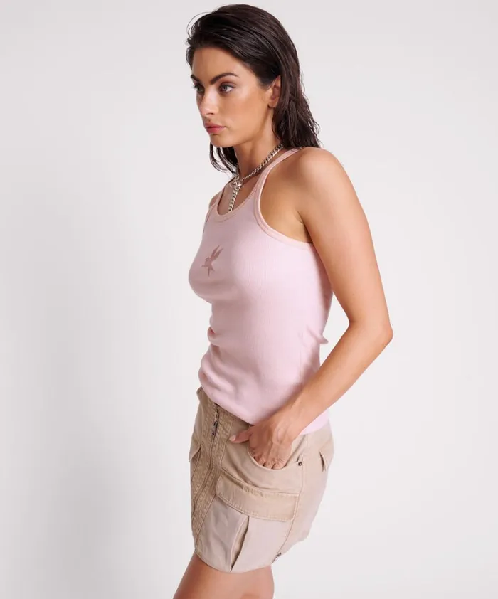 One Teaspoon Tees and Tanks ROSE QUARTZ ONE TEASPOON RIB SINGLET 8211 Women One Teaspoon Tees and Tanks ROSE QUARTZ ONE TEASPOON RIB SINGLET 8211 Women