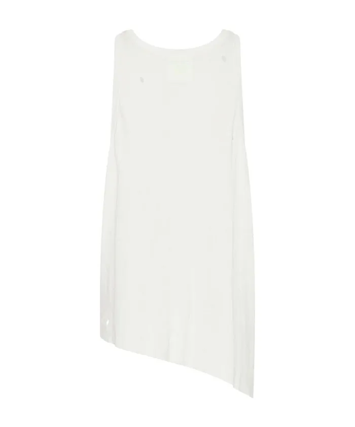One Teaspoon Tees and Tanks WHITE RIBBED DISTRESSED DADDIO SINGLET 8211 Women