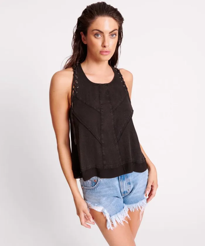 One Teaspoon Tops BLACK ACID LACE CHARLESTON TOP 8211 Women