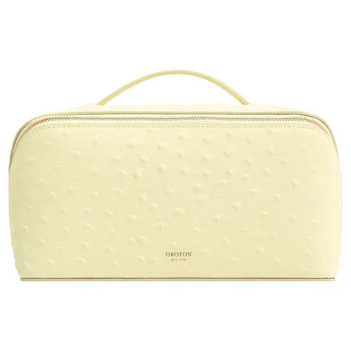 Oroton Beauty Cases Accessories Fife Texture Large Beauty Case Lemon Butter
