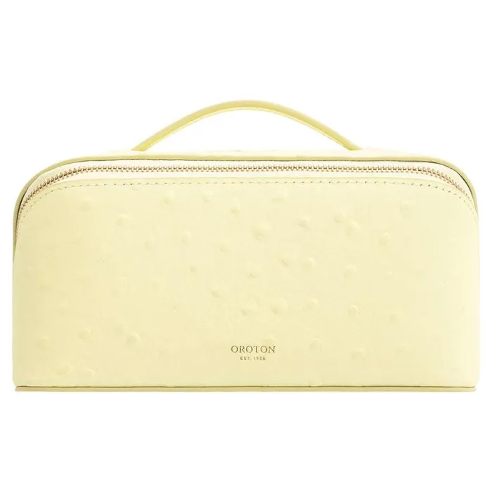 Oroton Beauty Cases Accessories Fife Texture Medium Beauty Case Lemon Butter