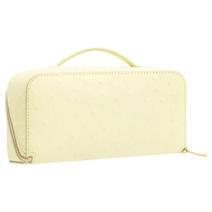 Oroton Beauty Cases Accessories Fife Texture Medium Beauty Case Lemon Butter