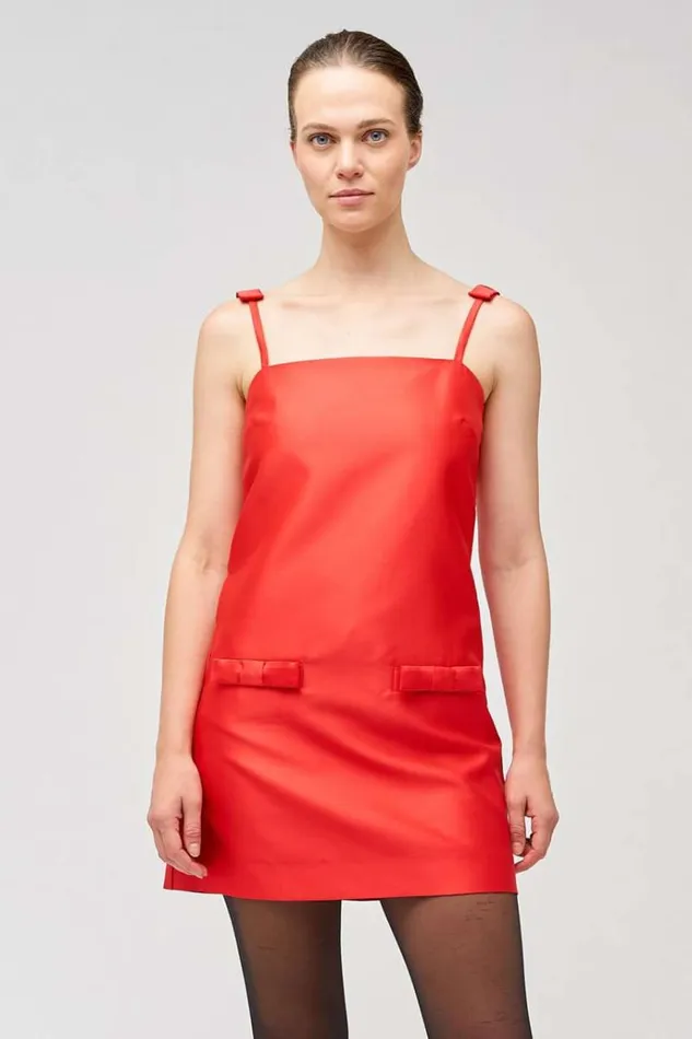 Oroton Dresses Women Satin Mini Dress Poppy