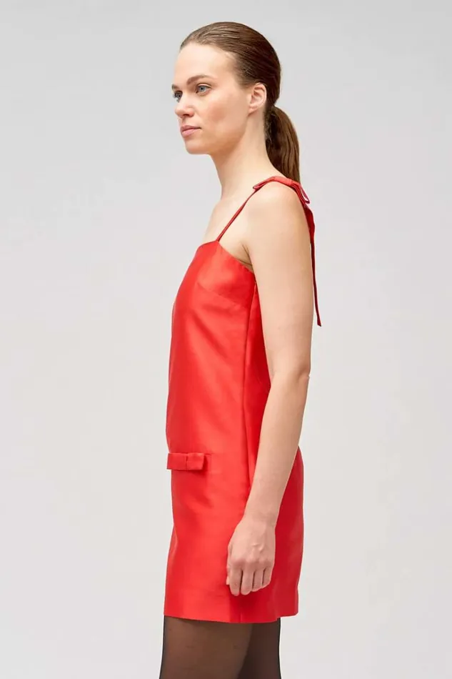 Oroton Dresses Women Satin Mini Dress Poppy