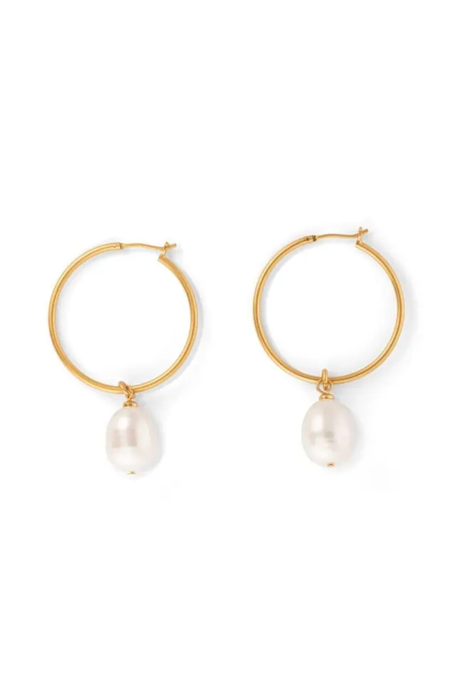 Oroton Earrings Jewellery Marleigh Pearl Pendant Hoops Gold