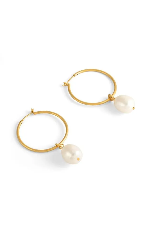 Oroton Earrings Jewellery Marleigh Pearl Pendant Hoops Gold