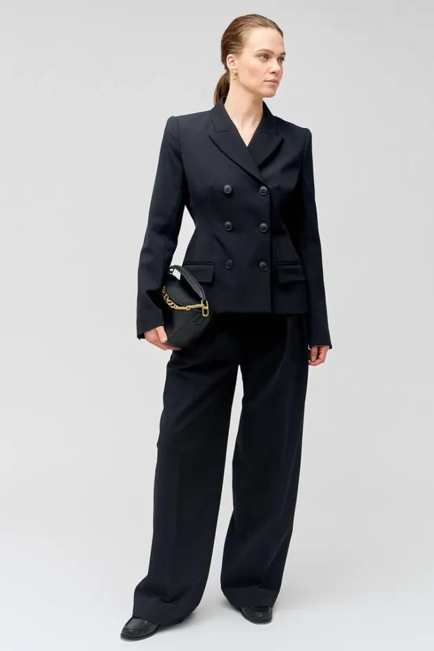 Oroton Jackets and Outerwear Women Shaped Double Breasted Blazer Black