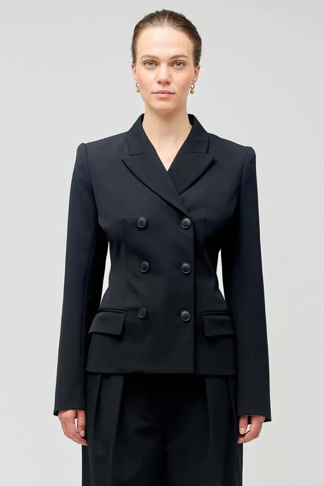 Oroton Jackets and Outerwear Women Shaped Double Breasted Blazer Black