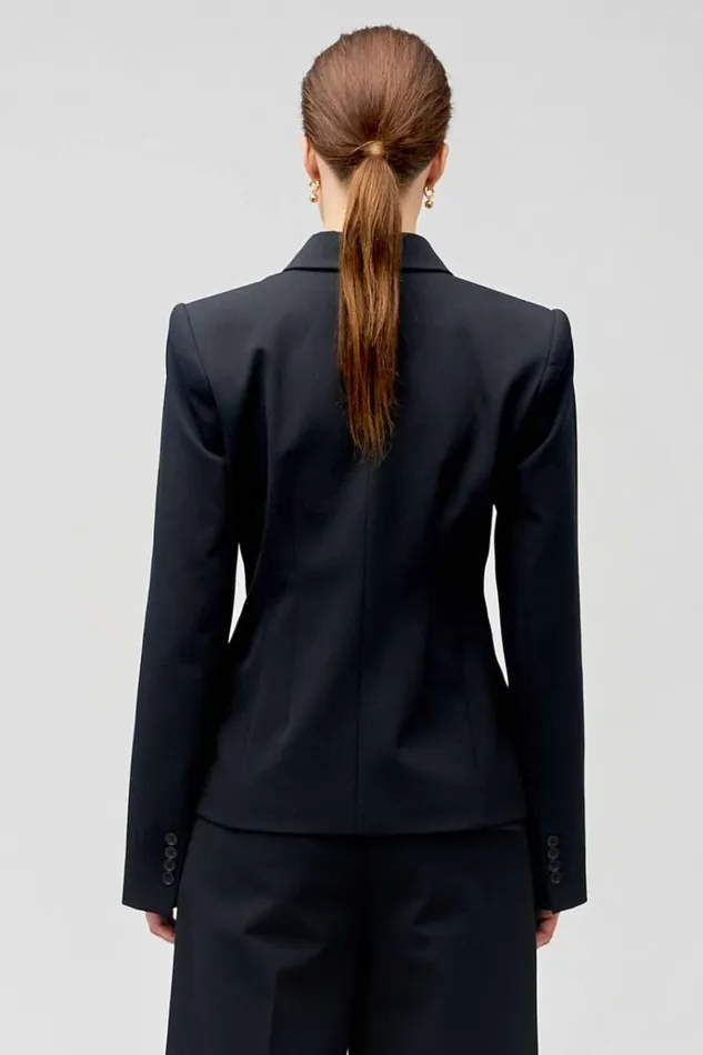 Oroton Jackets and Outerwear Women Shaped Double Breasted Blazer Black