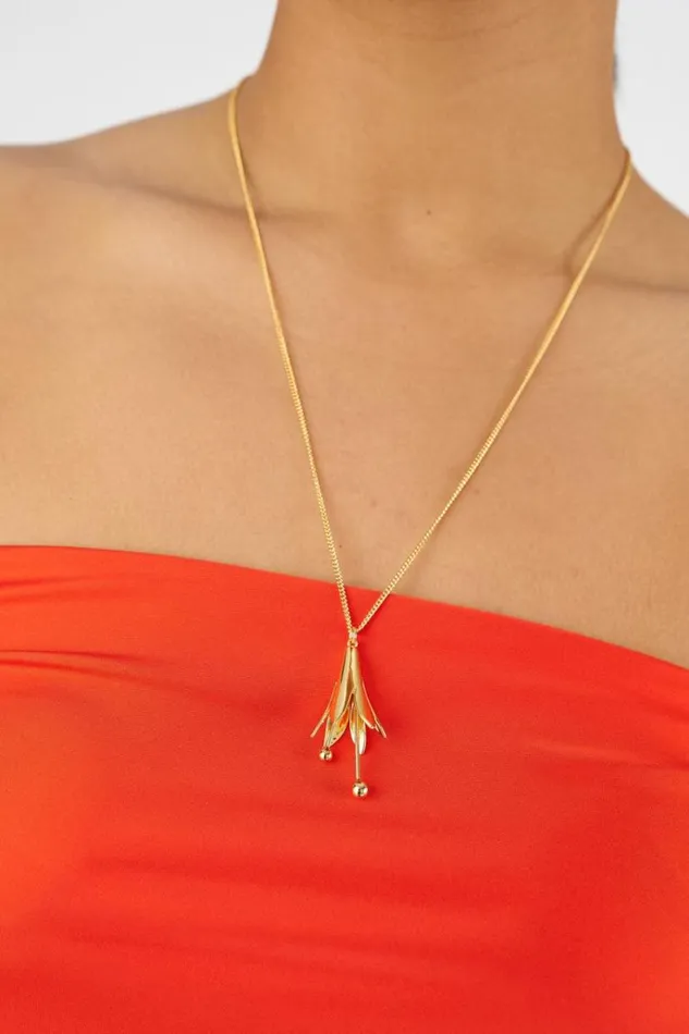 Oroton Necklaces Jewellery Lilium Pendant Shiny Gold