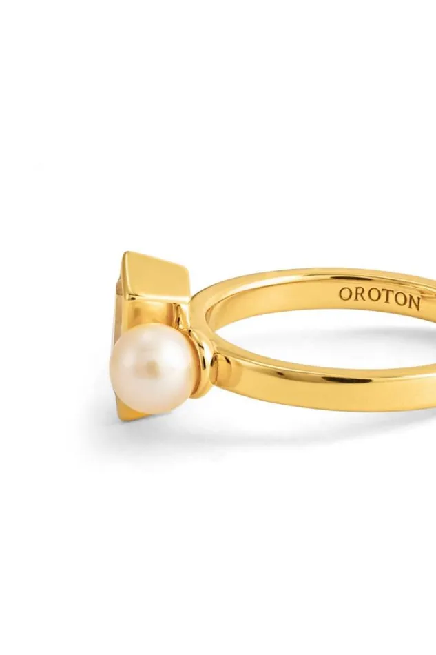 Oroton Rings Jewellery Calypso Pearl Ring 18k Gold