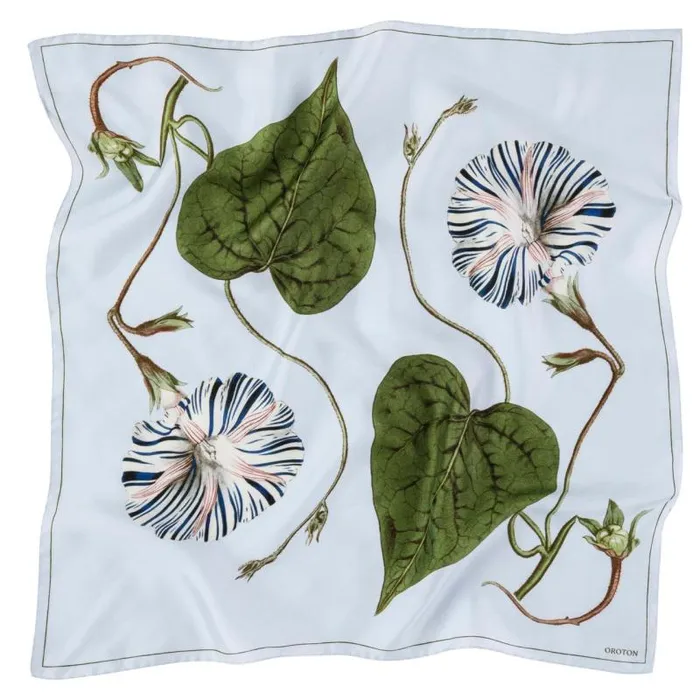Oroton Scarves Accessories Striped Flower Silk Scarf Mist