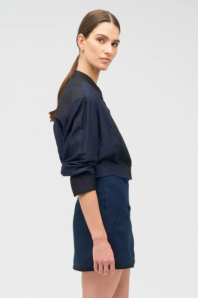 Oroton Sets Women Cropped Colour Block Dinner Shirt North Seablack