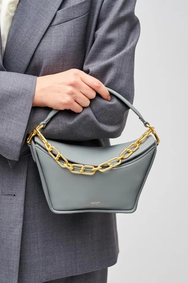 Oroton Shoulder Women Fable Small Day Bag Grey Flannel