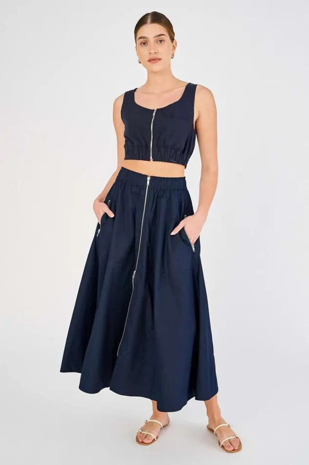 Oroton Skirts Women Zip Utility Midi Skirt North Sea