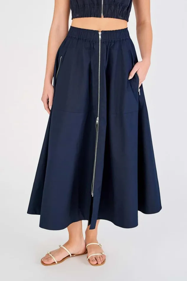 Oroton Skirts Women Zip Utility Midi Skirt North Sea