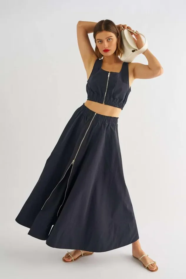 Oroton Skirts Women Zip Utility Midi Skirt North Sea