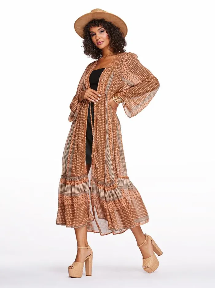 Outerwear Clothing Jessica Simpson Marilyn Duster In Dew Stripe