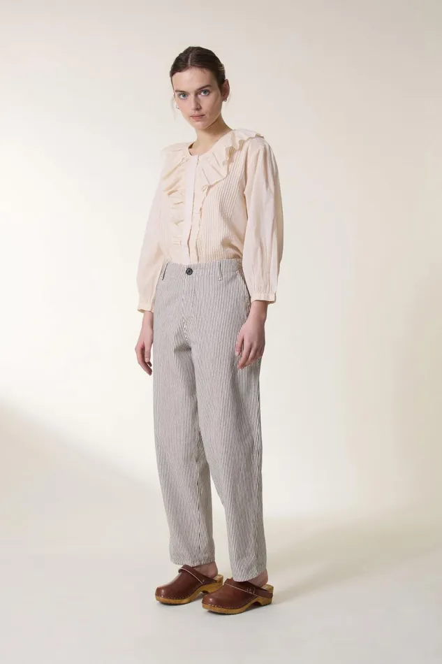 Pants and Jeans Women Leon and Harper Pantalon Armina Strp Ecru