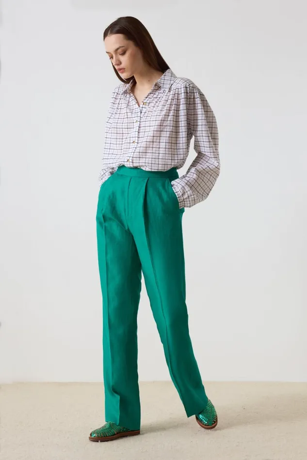 Pants and Jeans Women Leon and Harper Papi Plainy Trousers Green