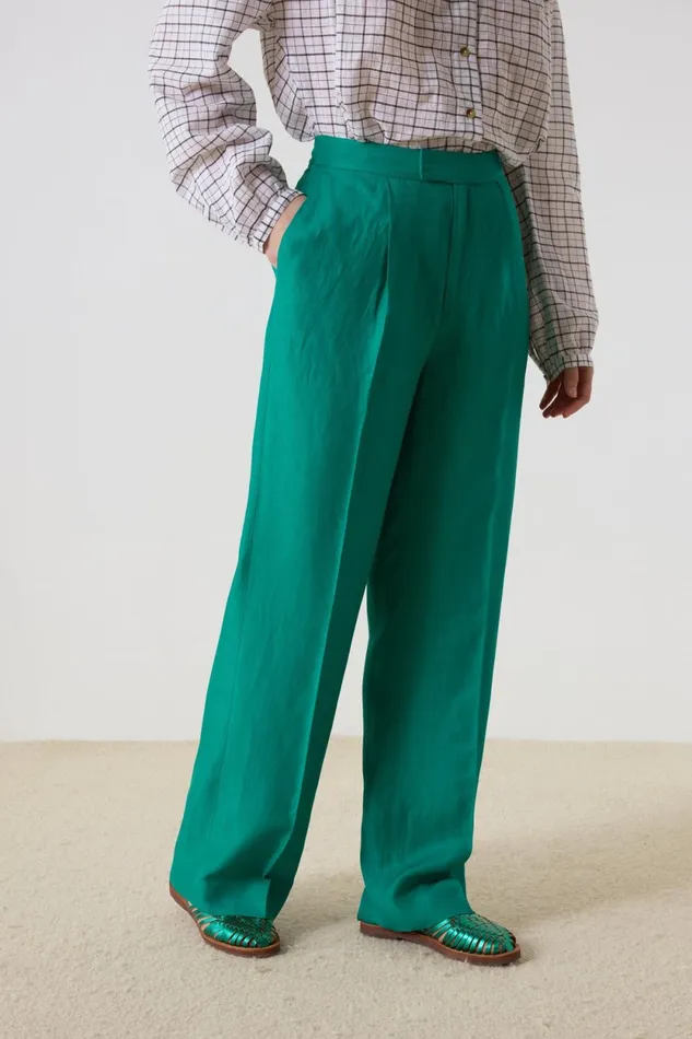 Pants and Jeans Women Leon and Harper Papi Plainy Trousers Green