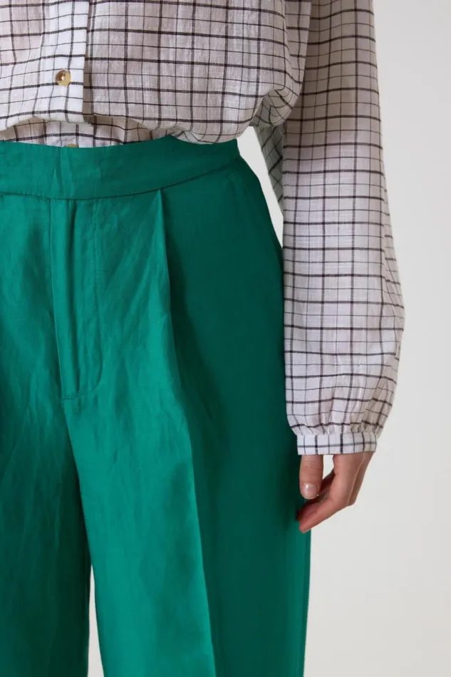 Pants and Jeans Women Leon and Harper Papi Plainy Trousers Green