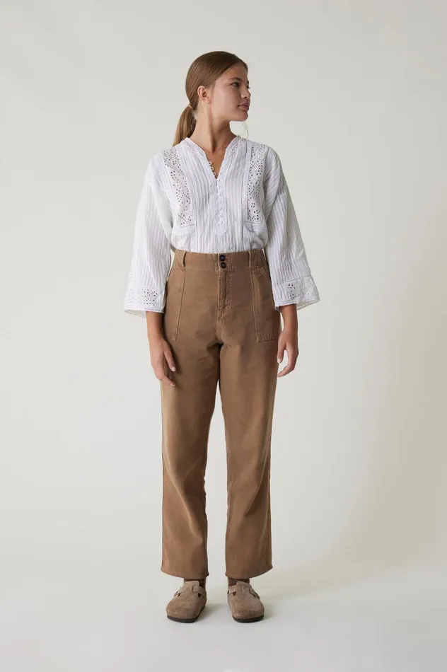Pants and Jeans Women Leon and Harper Pistil Pln1 Trousers Beige