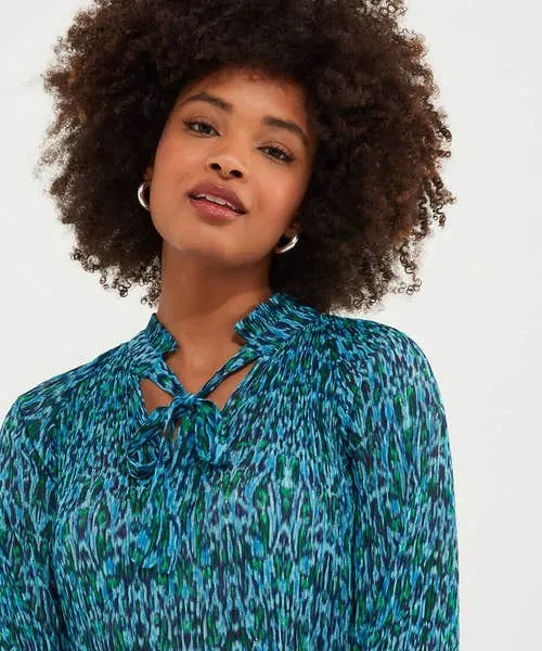 Perfectly Plisse Blouse Blue Tops Tunics and Blouses Joebrowns Apparel
