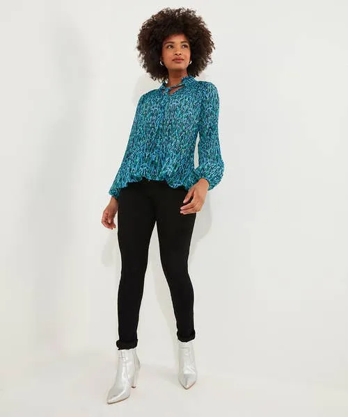Perfectly Plisse Blouse Blue Tops Tunics and Blouses Joebrowns Apparel