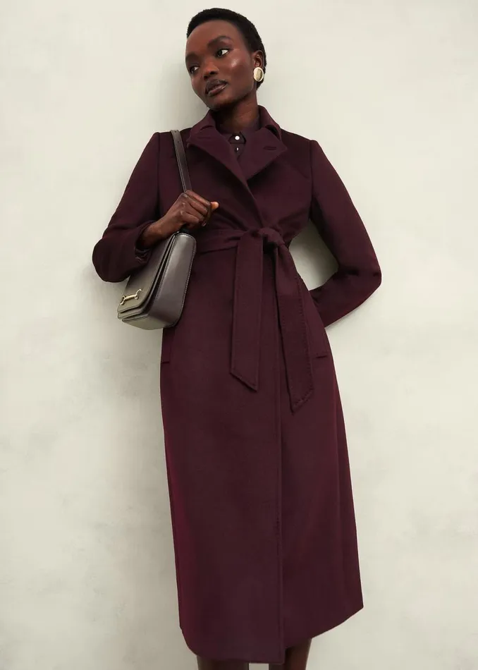 Petite Coats and Jackets Women HOBBS Petite Livia Wool Coat Malbec Purple