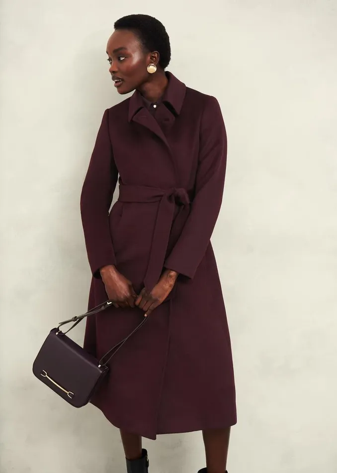 Petite Coats and Jackets Women HOBBS Petite Livia Wool Coat Malbec Purple